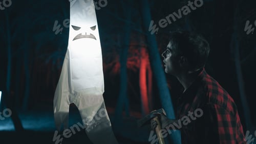 Preview: Armed man looks at the silhouette of a ghost