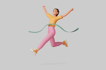 Preview: Woman crossing finish line.