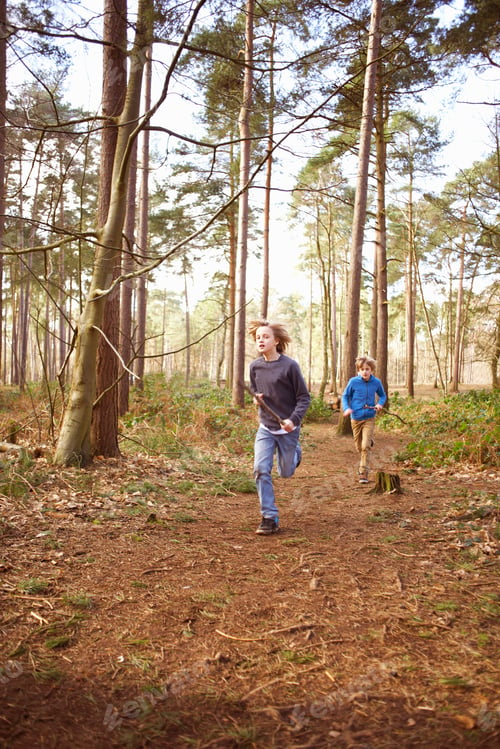 Preview: Twin brothers racing each other through forest