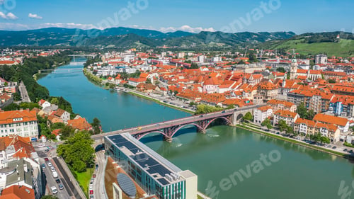 Preview: Aerial view of Maribor and Drava river