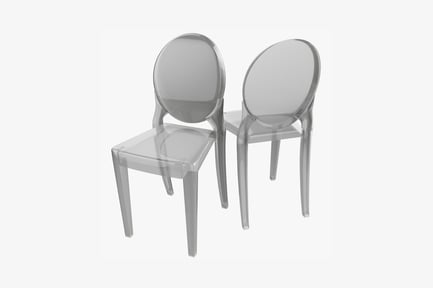 Preview: Transparent plastic chairs side view
