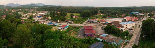 Preview: Aerial drone view of an old town in Melaka, Malaysia.