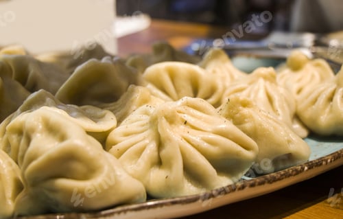 Preview: Closeup shot of Georgian khinkali on the table