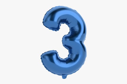 Preview: Blue Foil Balloon Number Three