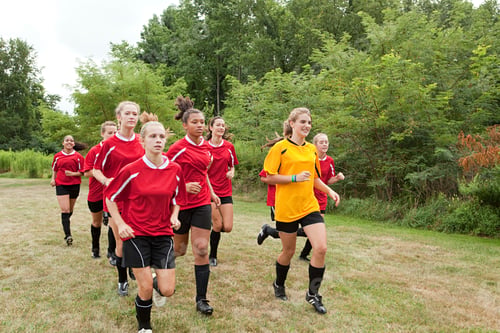 Preview: Girl soccer players running
