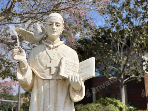 Preview: Fantastic, creative statue of Saint Gregory in the garden of Saint Gregory The Great Catholic Church