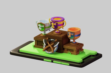 Preview: Three Trophies on a Wooden Pedestal