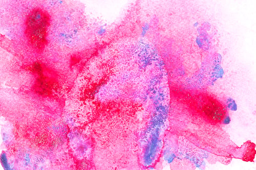 Preview: Abstract painting with pink and blue paint blots on white