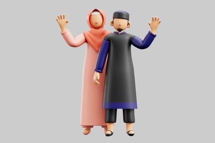Preview: Two cartoon figures wave.