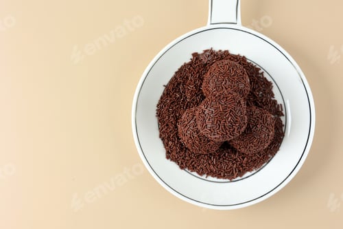 Preview: Top View Brigadeiro or Brigadier Traditional Brazilian Sweet Snack.
