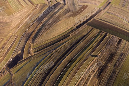 Preview: Above aerial view over agricultural fields