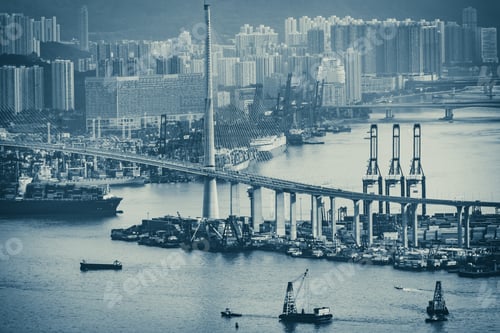 Preview: Hong Kong, China skyscraper building in modern city landscape, business urban center of Asia