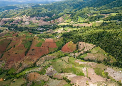 Preview: Top view Terraced rice field at Mae Cham Chiangmai Northern Thailand