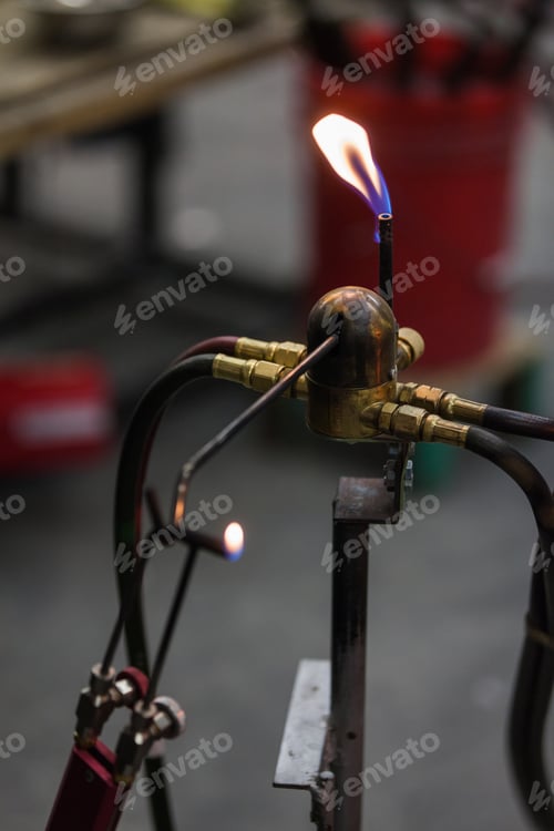 Preview: Glassblowing Work Place and Propane Torch Pilot Flame