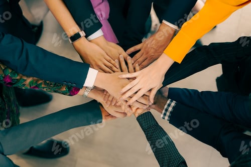 Preview: Celebrate victory to business success with colleagues. Business celebration party event with partner