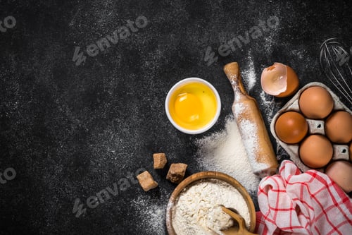 Preview: Ingredients for cooking baking on black