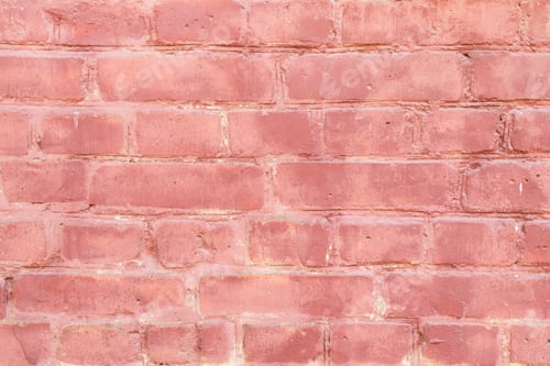 Preview: Pink old brick wall with paint, background texture close up