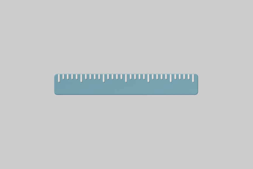 Blue ruler with white markings 3D, Incl. Blue & length - Envato