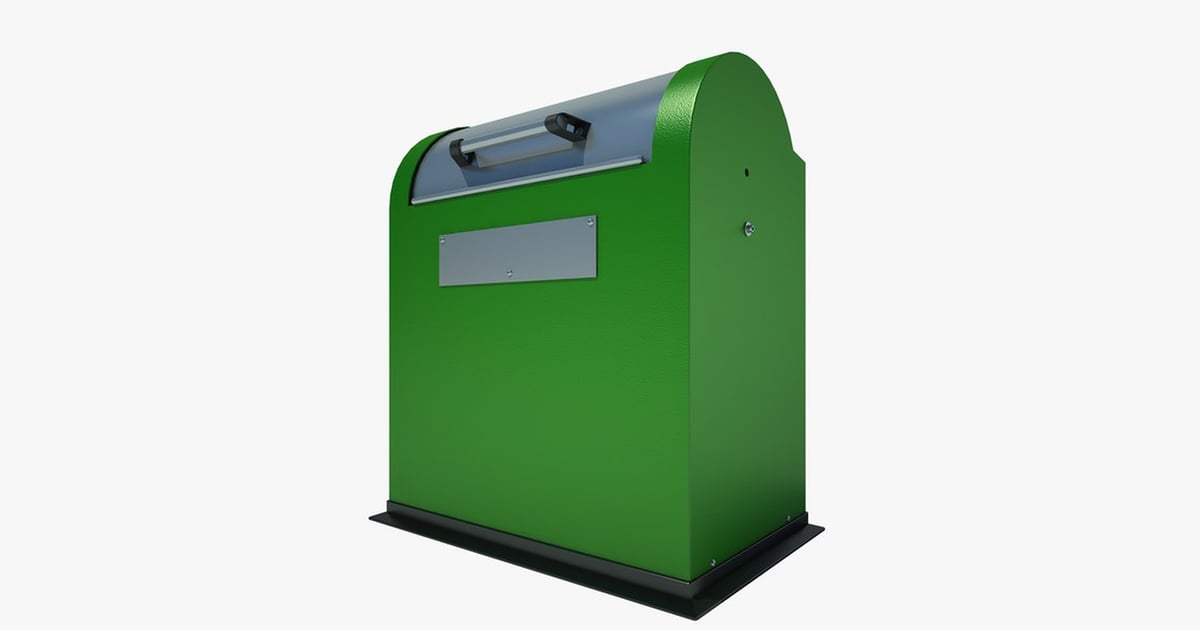 Rectangular mailbox with curved base and metal accents 3D, Incl. base ...