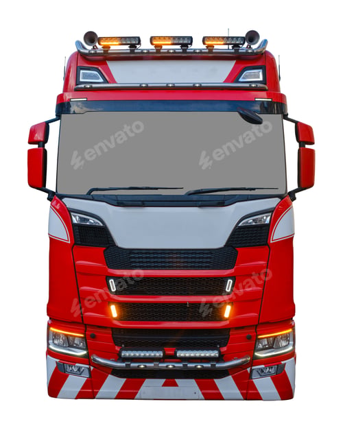 Preview: Isolated Front View Of A Modern Red Truck