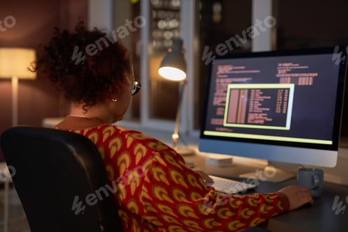 Preview: Female programmer working till late night