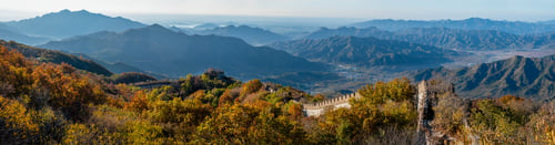 Great Wall of China Through Autumn Landscape