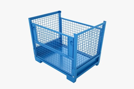 Preview: Blue Collapsible Wire Mesh Cage Pallet