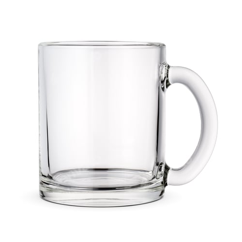Preview: Blank glass mug isolated on white.