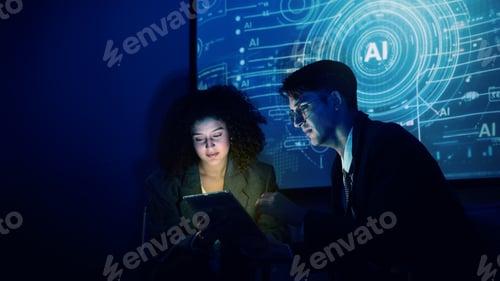 Preview: Ai using. Business team using technology artificial intelligence or Ai assistant.