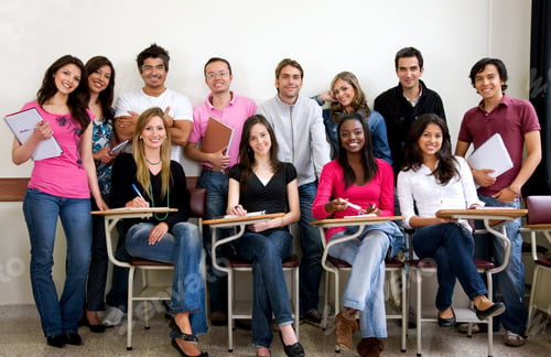 Preview: Friends Or University Students Smiling In A Classroom