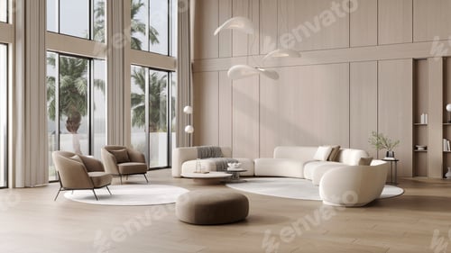 Preview: Stylish Modern Living Room Interior with Neutral Colors