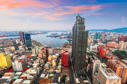 Preview: Kaohsiung, Taiwan City Skyline Towards the Harbor