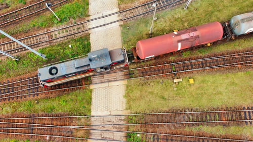 Preview: Dron shot of an old locomotive
