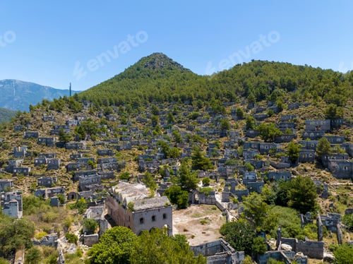 Preview: Historical Lycian village of Kayakoy, Fethiye, Mugla, Turkey.