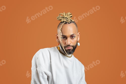 Preview: Black Gay Man with bright makeup