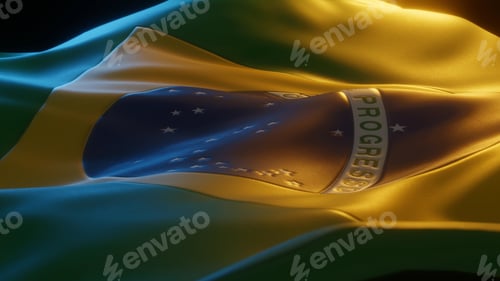 Preview: Brazil Flag Close up Low Angled Perspective