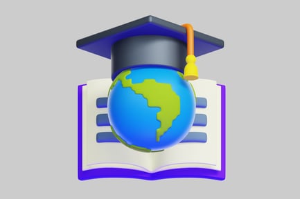 Preview: Graduation cap globe on book