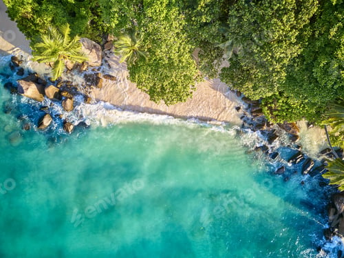 Preview: Beach at Seychelles aerial top view