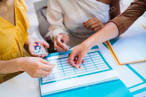 Preview: University exchange students planning schedule with world flags