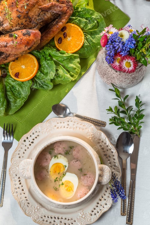 Preview: Roasted turkey served with barley sour soup
