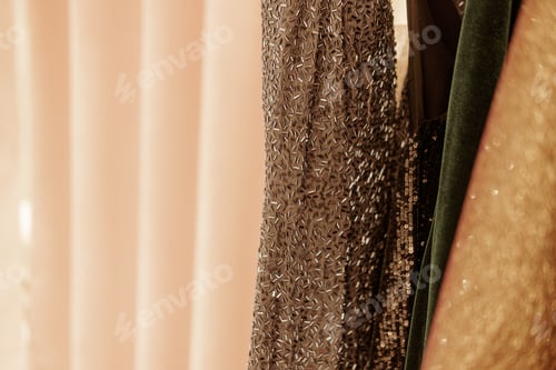 Preview: Elegant Fabric Folds with Sequins and Beads