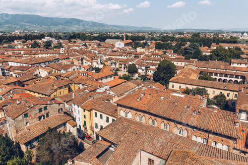 Preview: aerial view of roofs of old city, Pisa, Italy