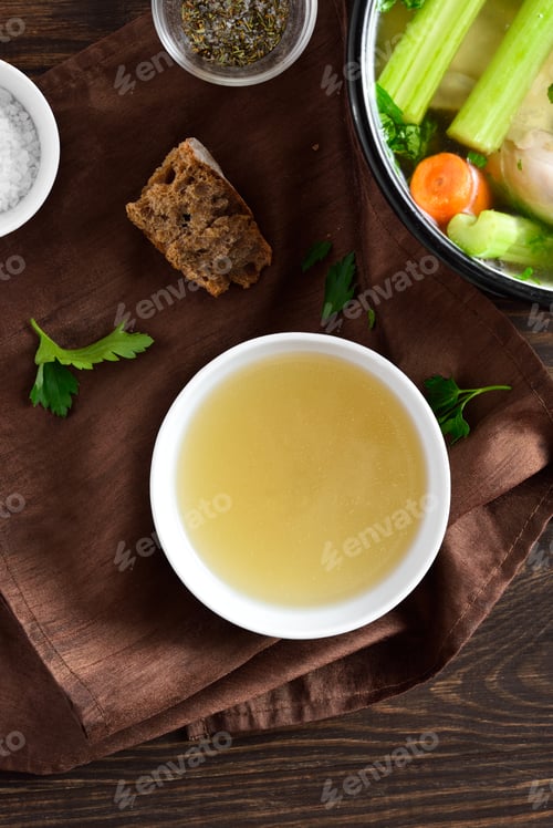Preview: Chicken broth with vegetables and spices
