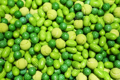 Preview: Jelly candies in shape of watermelon and balls.