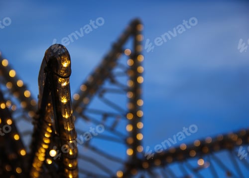 Preview: Christmas decoration, close up photo of a shining star - night shot in the streets of Nieuwpoort (B)