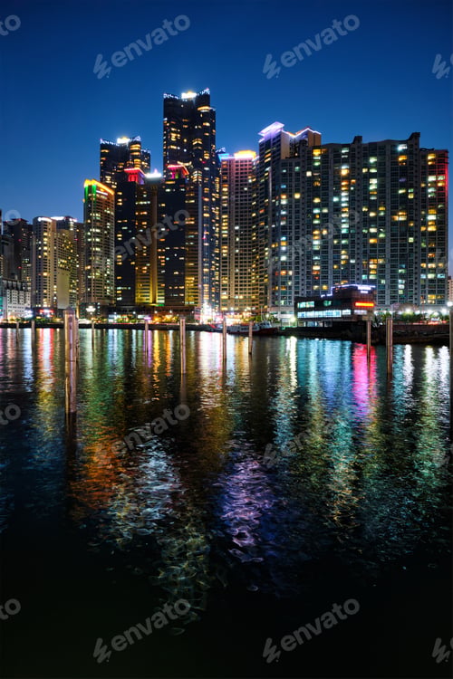 Preview: Busan Marina city skyscrapers illluminated in night