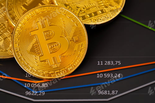 Preview: Gold bitcoin on financial charts for cryptocurrency prices