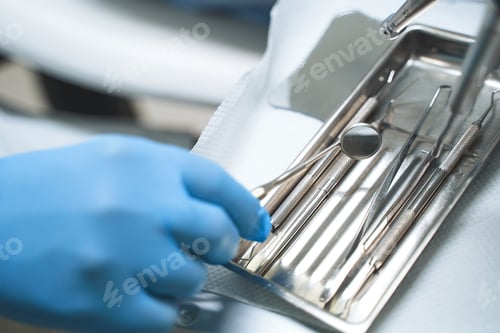 Preview: Metal tools for treating teeth stock photo