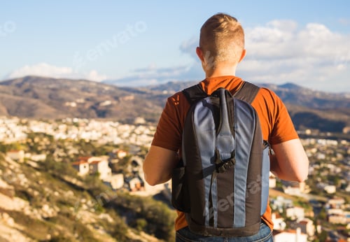 Preview: Hiker walks alone. Travel and adventures concept.