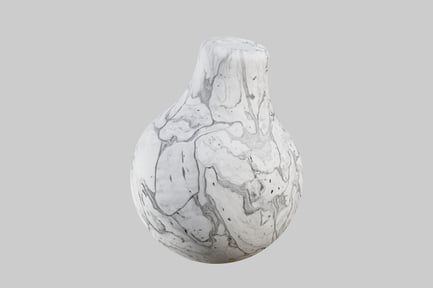 Visualização: Escultura em forma bulbosa com padrão de mármore
